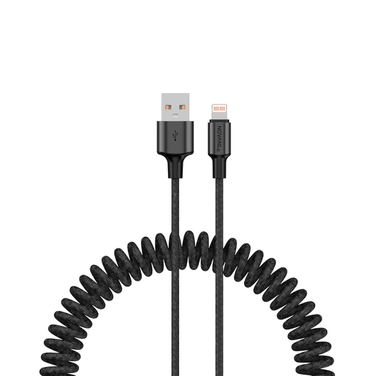 NOVANL SpeedCharge Spiraal USB A naar Lightning kabel 12W (1.5M) zwart