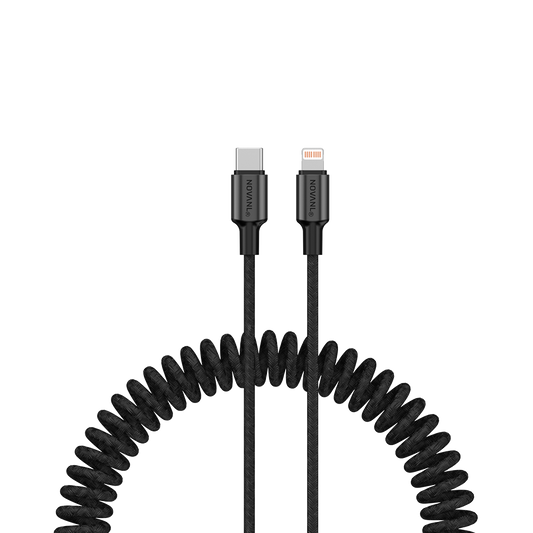 NOVANL SpeedCharge Spiraal USB-C naar Lightning kabel 20W (1.5M) black