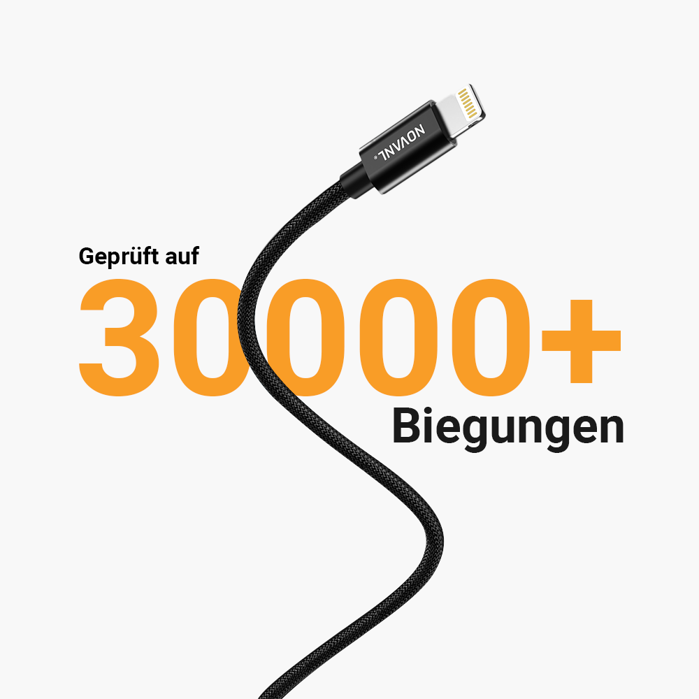 NOVANL SpeedCharge 0.5M USB A auf Lightning Kabel 12W Zwart Black