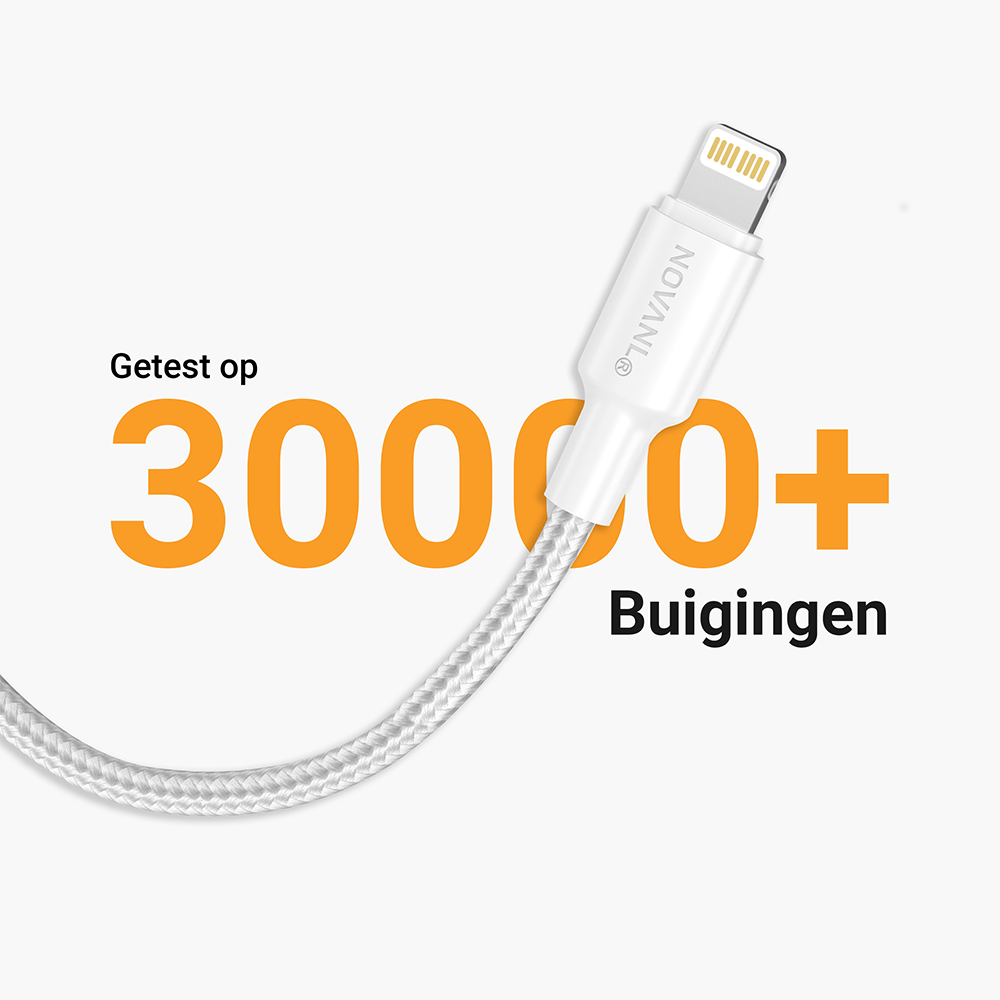 NOVANL SpeedCharge 0,5M USB A naar Lightning kabel 12W Wit White