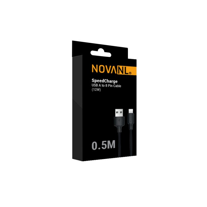 NOVANL SpeedCharge 0.5M USB-A naar 8-Pin Kabel 12W