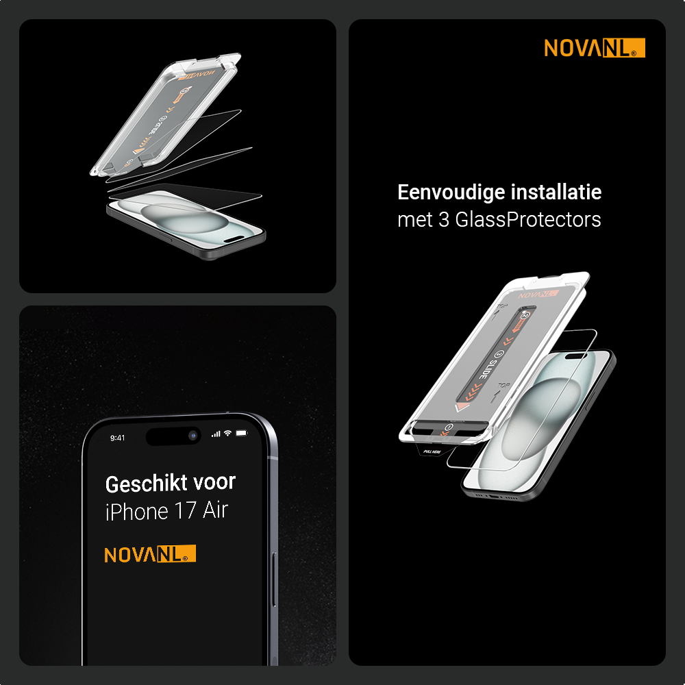 NOVANL 3 in 1 GlassProtector (incl. Applicator) Compatible for iPhone Air