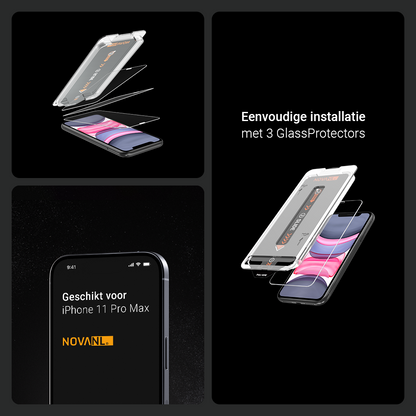 NOVANL 3Pack GlassProtector met installatiekit voor iPhone 11 Pro Max
