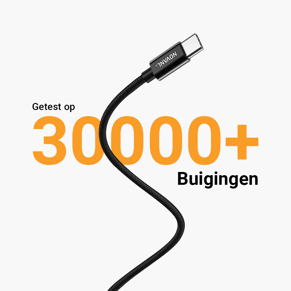 NOVANL SpeedCharge USB A naar USB-C kabel 12W Zwart Black