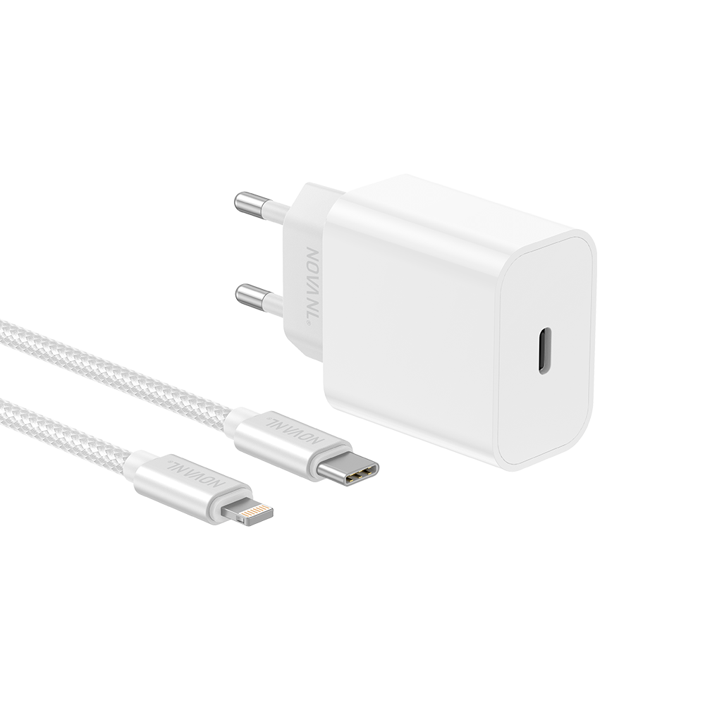 NOVANL ProCharge Adapter 20W met SpeedCharge USB-C naar Lightning white 