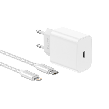 NOVANL ProCharge Adapter 20W met SpeedCharge USB-C naar Lightning white 