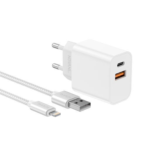 NOVANL ProCharge Adapter 20W met SpeedCharge USB A naar Lightning white 