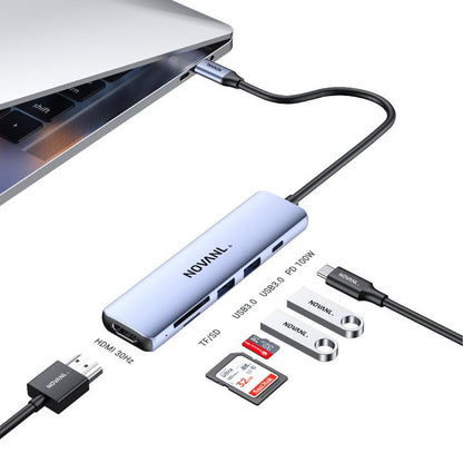 NOVANL Multifunctionele 6-in-1 HDMI Hub met USB-C